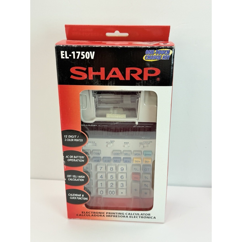 Sharp EL-1750V 12-Digit 2-Color Printing Calculator New Open Box